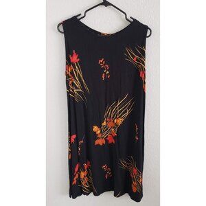 Hibiscus Collection Hawaii Women's OS Dress Bright Floral on Black 100% Rayon